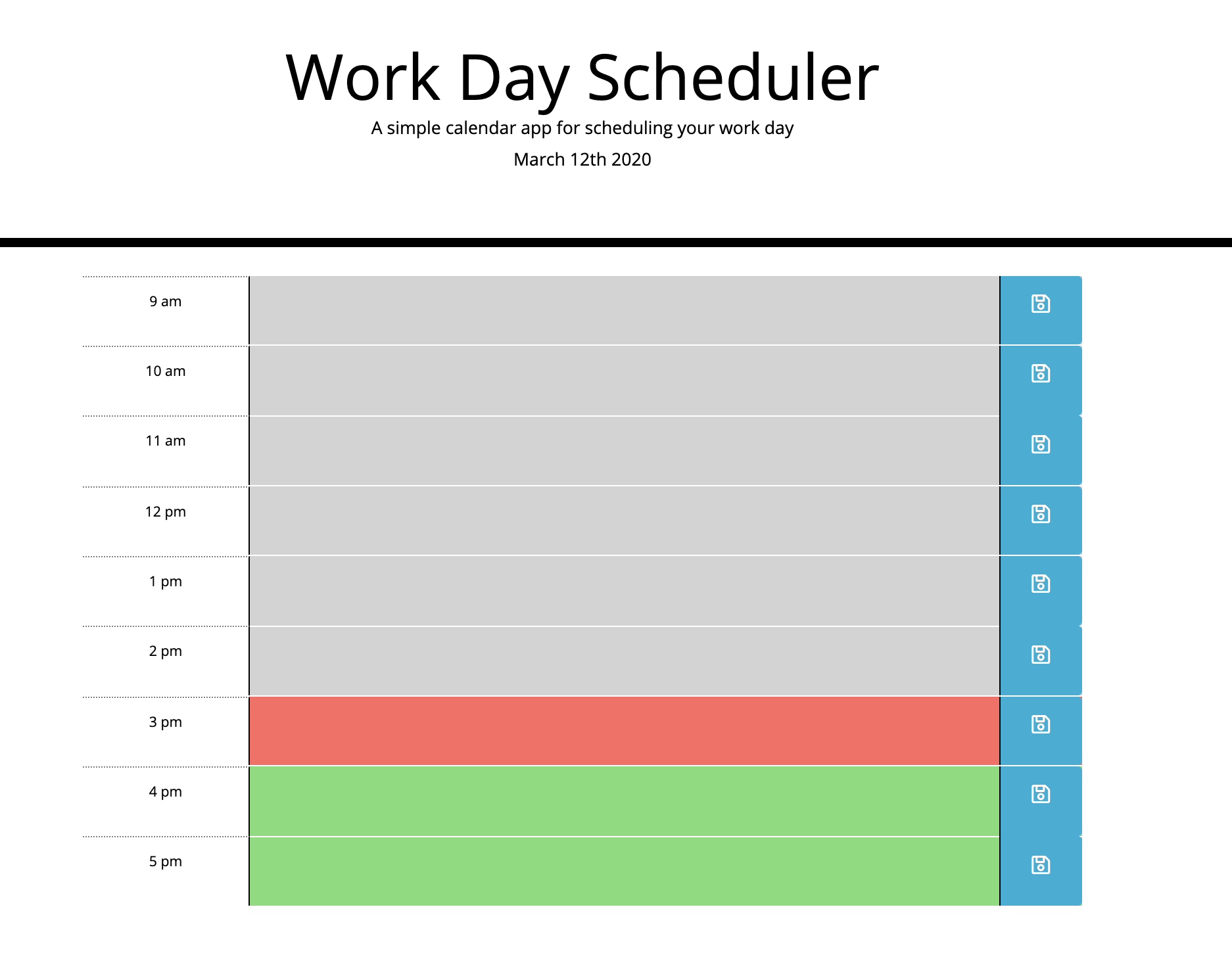 Work Day Scheduler